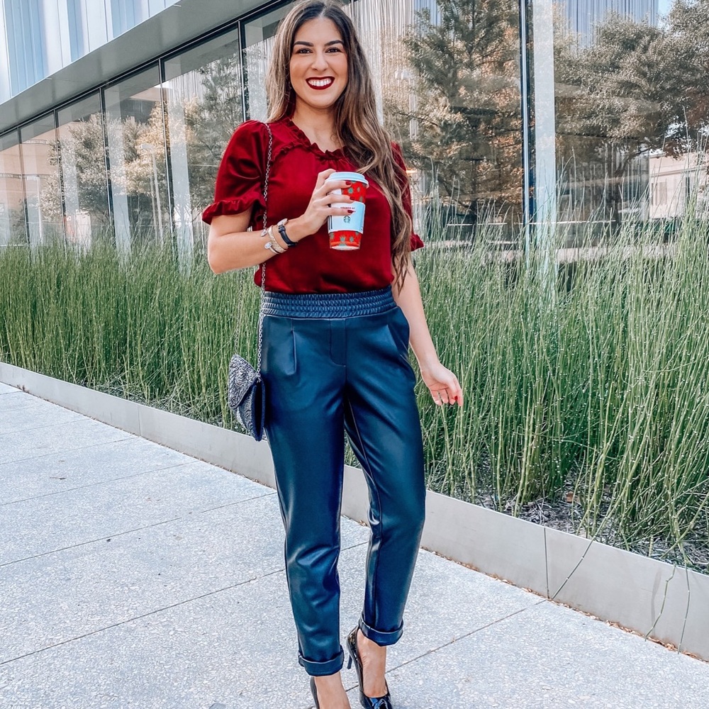 Black Faux Leather Trousers